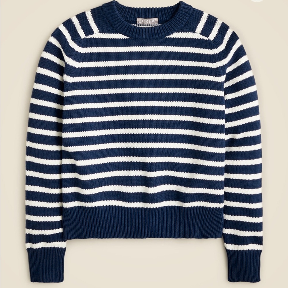 J. Crew Nautical Blue and White Striped Crew Neck Sweater NWT